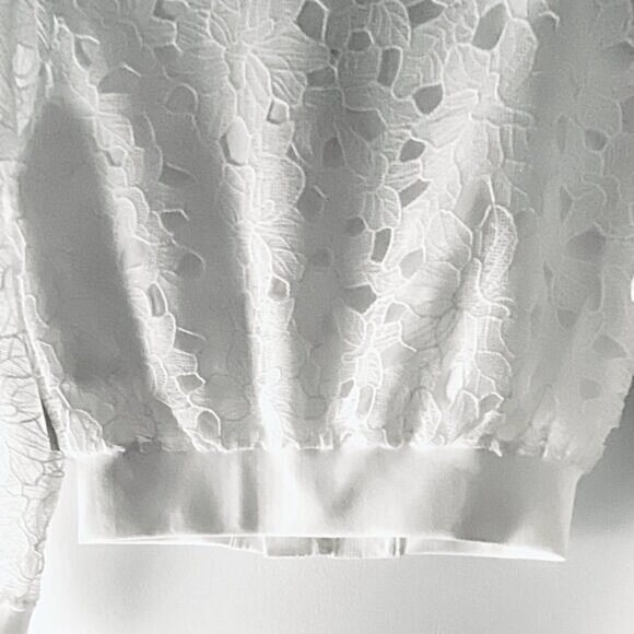 New Jason Wu Bomber Jacket White Lace Cutout Sheer Sleeves Womens XS - Picture 3 of 12